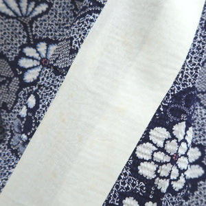 Yukata Vintage(1950-1980) Navy White Flower Cotton #10484A5
