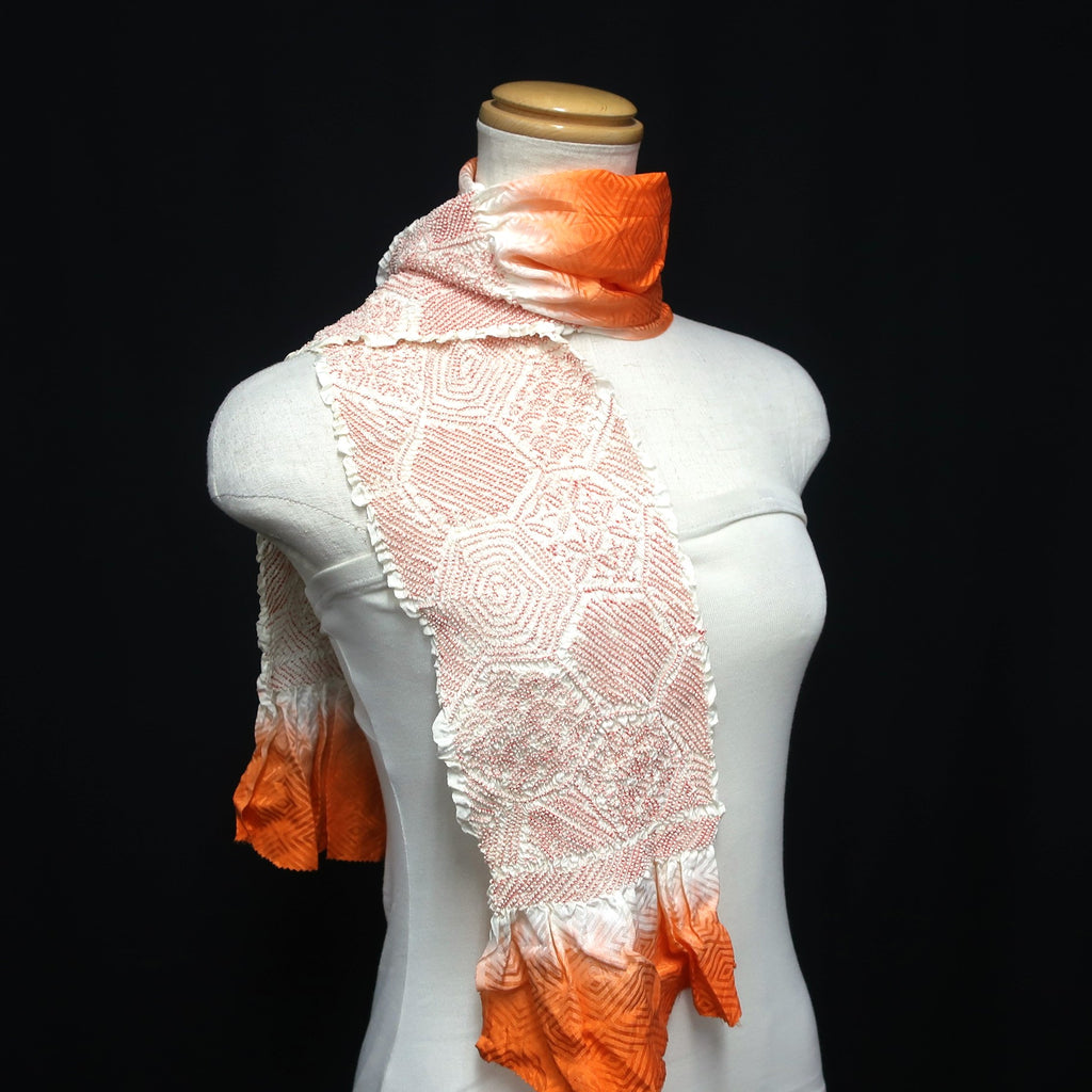 Silk Japanese Obiage Shibori Orange 48.0x5.5in(122x14cm) A#10027
