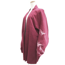 Load image into Gallery viewer, Haori Jacket Wine red Crane Birds Silk #10722D2
