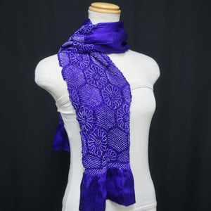Silk Japanese Obiage Shibori Blueish Purple 49.6x5.9in(126x15cm) A#10017