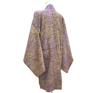 Haori Jacket Vintage(1920-1950) Purple Yellow Shibori Long Silk #9957C1