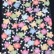 Load image into Gallery viewer, KK1434A1 Silk Kimono Fabric Vintage(1950-1980) Plum blossom Blacki 58.7x13.4in(149x34cm)
