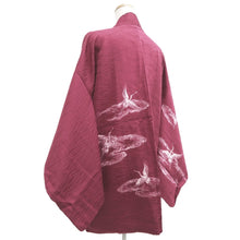 Load image into Gallery viewer, Haori Jacket Wine red Crane Birds Silk #10722D2
