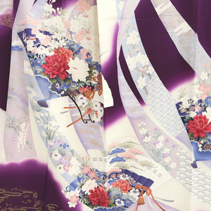 Furisode Purple White Peony Ume Tall Silk #9697J4