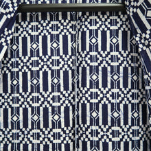 Load image into Gallery viewer, Men&#39;s Yukata Navy White Geometric patterns Cotton #10361F3
