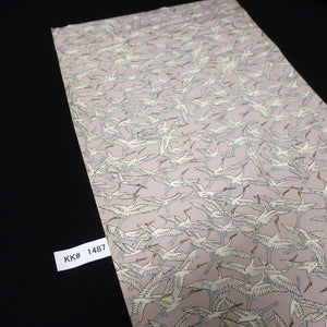 KK1487A2 Silk Kimono Fabric Crane Birds Pale Pink 58.7x13.0in(149x33cm)