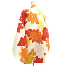 Load image into Gallery viewer, Haori Jacket White Reddish Yellow Floral pattern Silk #10853E3
