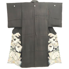 Load image into Gallery viewer, Tomesode Vintage(1920-1950) Black Crane Birds Hand painted Silk #10493B1
