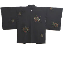 Load image into Gallery viewer, Haori Jacket Black Gold Chrysanthemum Silk #10822E1
