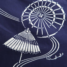 Load image into Gallery viewer, Yukata Vintage(1950-1980) Navy Umbrella Cotton #9910B4
