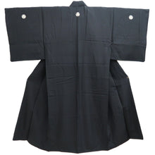 Load image into Gallery viewer, Men&#39;s Kimono Vintage(1950-1980) Black Montsuki Silk #10462A4
