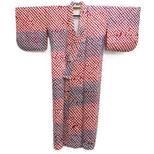 Load image into Gallery viewer, Kimono Vintage(1950-1980) Red Light Blue Shibori Silk #10265E4
