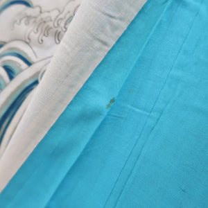 Juban Vintage(1920-1950) Blue Leaping Carp Silk #10378F4