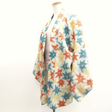 Load image into Gallery viewer, Haori Jacket Vintage(1950-1980) White Vermillion Blue Shibori Maple Leaf Silk #9784A4
