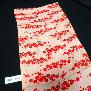 KK1457A1 Silk Kimono Fabric Vintage(1950-1980) Plum blossom Pink 79.9x10.6in(203x27cm)