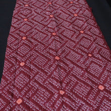 Load image into Gallery viewer, KK1382B7 Silk Kimono Fabric Vintage(1950-1980) Shibori Dark Red 75.2x11.8in(191x30cm)
