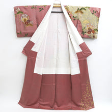 Load image into Gallery viewer, Kimono Light Red Blue Gold Butterfly Pine Tree Tall Silk #9657J2
