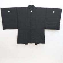 Load image into Gallery viewer, Men&#39;s Haori Vintage(1950-1980) Black Montsuki Habutae Silk #9829B1
