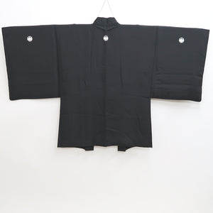 Men's Haori Vintage(1950-1980) Black Montsuki Habutae Silk #9829B1