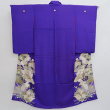 Load image into Gallery viewer, Kimono Vintage(1920-1950) Blueish Purple Crane Birds Hand painted Silk #9670J3
