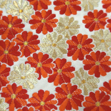 Load image into Gallery viewer, Fukuro Obi Vintage(1950-1980) White Gold Red Chrysanthemum Silk BB321V8
