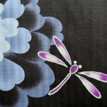 Load image into Gallery viewer, Yukata Black Dragonfly Asagao Tall Cotton #10474A5
