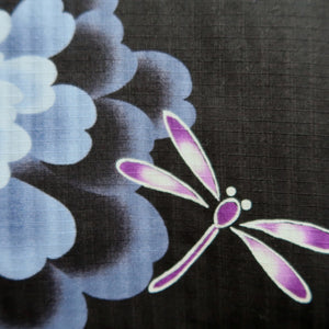 Yukata Black Dragonfly Asagao Tall Cotton #10474A5
