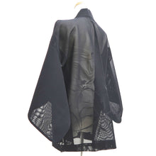 Load image into Gallery viewer, Haori Jacket Vintage(1950-1980) Black Sheer Botanical Silk #10973F3

