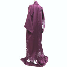 Load image into Gallery viewer, Kimono Purple Crane Birds Silk #9935B5
