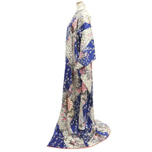 Load image into Gallery viewer, Furisode Blue Plum blossom Camellia Silk #10543B3
