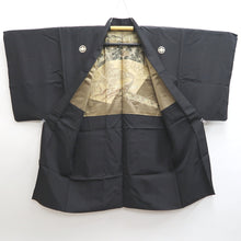 Load image into Gallery viewer, Men&#39;s Haori Vintage(1950-1980) Black Montsuki Habutae Kyoto Landscape Silk #9818B1
