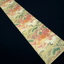 Load image into Gallery viewer, Maru Obi Vintage(1920-1950) Beige Gold Crane Birds Tsuzumi Silk BB292V7
