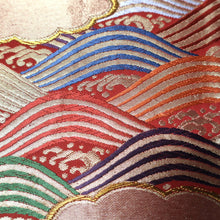 Load image into Gallery viewer, BB10064AE Silk Obi Fabric Curling Wave Vermillion 50.0x10.6in(127x27cm)
