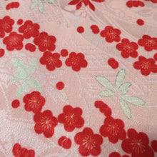 Load image into Gallery viewer, KK1457A1 Silk Kimono Fabric Vintage(1950-1980) Plum blossom Pink 79.9x10.6in(203x27cm)
