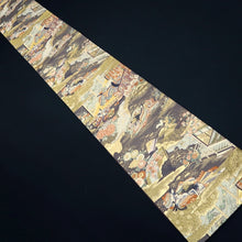 Load image into Gallery viewer, Fukuro Obi Dark Brown Gold Genji Rakchu Emaki Silk BB311V8
