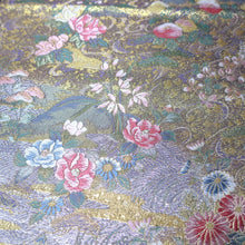 Load image into Gallery viewer, BB10054AD Silk Obi Fabric Flower Gold 51.6x11.0in(131x28cm)

