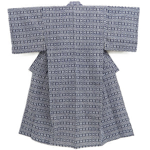 Men's Yukata Navy White Geometric patterns Cotton #10361F3