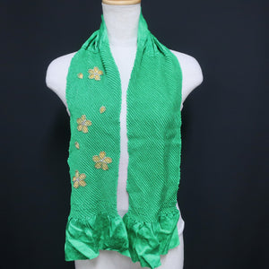 Silk Japanese Obiage Shibori Green 47.2x5.5in(120x14cm) A#10007