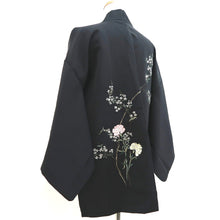 Load image into Gallery viewer, Haori Jacket Vintage(1950-1980) Black Fully Embroidered Branch Flower Silk #9991C2
