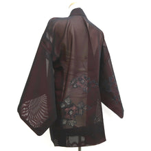 Load image into Gallery viewer, Haori Jacket Vintage(1950-1980) Black Red See-Through Embroidery Peony Silk #10231E2
