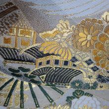 Load image into Gallery viewer, BB10044AD Silk Obi Fabric Crane Birds Gold Yellow 75.2x12.2in(191x31cm)
