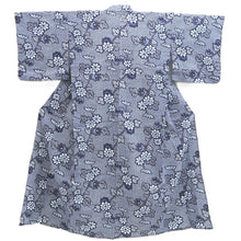 Load image into Gallery viewer, Yukata Vintage(1950-1980) Navy White Flower Cotton #10484A5
