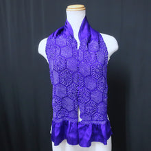 Load image into Gallery viewer, Silk Japanese Obiage Shibori Blueish Purple 49.6x5.9in(126x15cm) A#10017
