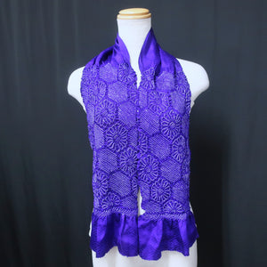Silk Japanese Obiage Shibori Blueish Purple 49.6x5.9in(126x15cm) A#10017