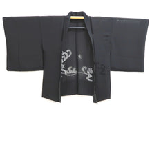 Load image into Gallery viewer, Haori Jacket Black Sheer Maple Leaf Wave Silk #10913E5
