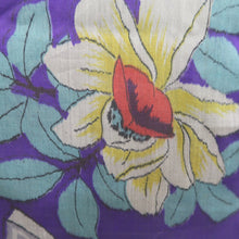 Load image into Gallery viewer, Haori Jacket Vintage(1920-1950) Blueish Purple Meisen Floral pattern Silk #11032A2
