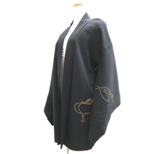 Load image into Gallery viewer, Haori Jacket Black Tsuzumi Flute Silk #10813E1
