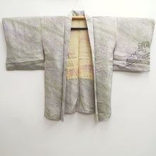 Load image into Gallery viewer, Haori Jacket Vintage(1950-1980) Light Green Lavender Shibori Wave Silk #10066D1
