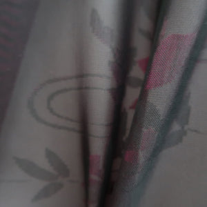 Kimono Vintage(1950-1980) Black Magenta See-Through Flower Silk #10273E4