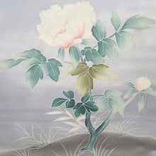 Load image into Gallery viewer, Kimono Light Blueish Gray Peony Branch Silk #9666J3
